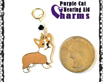 Hearing Aid Charms: Cute Corgies with Czech Glass Accent Beads!