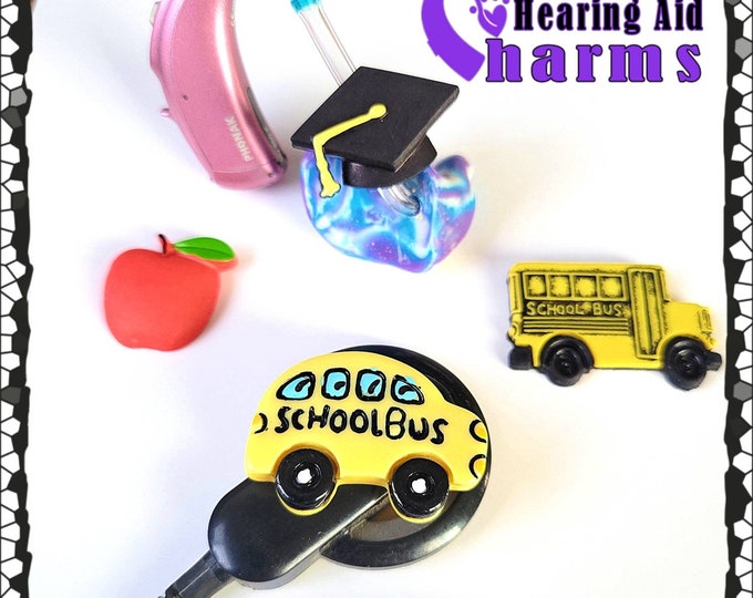 Featured listing image: Hearing Aid  Tube Trinkets or Cochlear/BAHA Cuties:  Back to School Collection!  Please select quantity 2 for a pair!