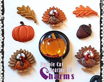 Cochlear Cuties or Hearing Aid Tube Trinkets: Fall Pumpkins, Turkeys, Leaves and Acorns!  Please Select Quantity 2 for a Pair!