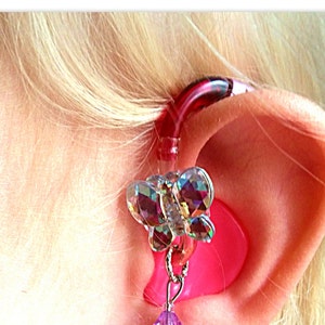 Tube Trinkets: Crystal Butterflies Hearing Aid Charm sold separately image 1