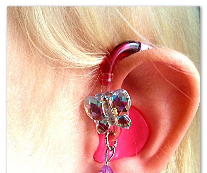 Tube Trinkets: Crystal Butterflies Hearing Aid Charm sold separately image 1