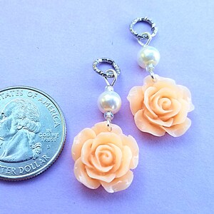 Hearing Aid Charms: Spring Pastel Roses with Glass Pearl Accent Beads Available in 5 beautiful colors Great for Easter Dresses image 2