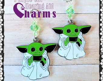 Hearing Aid Charms: Adorable Aliens with Czech Glass and Swarovski Crystal Accent Beads!