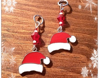 Hearing Aid Charms: Santa Hats with Glass and Czech Glass Accent Beads!  Also available as a matching mother daughter set!
