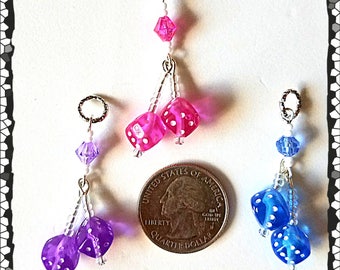 Hearing Aid Charms:  A Pair of Dice Paradise with Glass and Acrylic Accent Beads.  Also available as a matching mother daughter set!