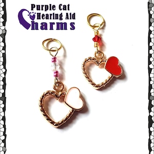 Hearing Aid Charms:  Beautiful Valentine Hearts with Czech Glass and Swarovski Crystal Accent Beads!  Mix or match!