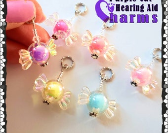 Hearing Aid Charms: Sweet, Brightly Colored Translucent, Pearlescent Wrapped Candies!  Available in 6 colors!  Not edible!