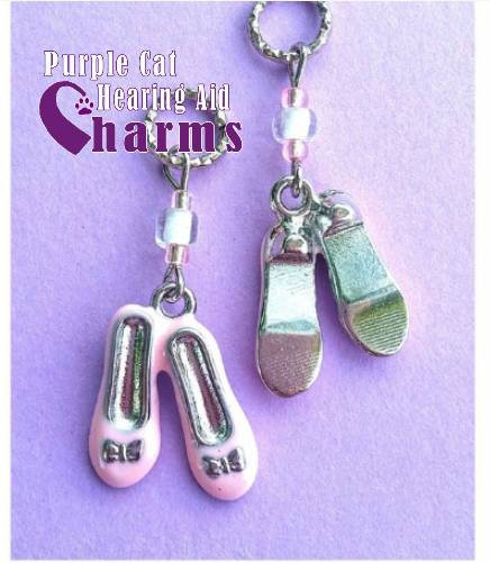 hearing aid charms: charming ballet slippers or beautiful ballerinas with czech glass accent beads!