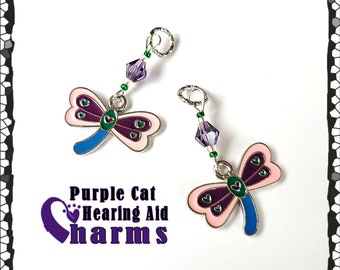 Hearing Aid Charms: Daring Dragonflies with Glass and Czech Glass Accent Beads!