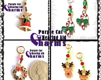 Hearing Aid Charms:  Christmas Themes with Czech Glass Accent Beads!  4 styles to choose from!