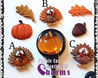Fall Cochlear Tube Trinkets: Pumpkins, Turkeys, Leaves, and Acorns