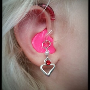 Hearing Aid Charms: Silver Heart and Birthstone Gems!!