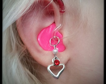 Hearing Aid Charms: Silver Heart and Birthstone Gems!!