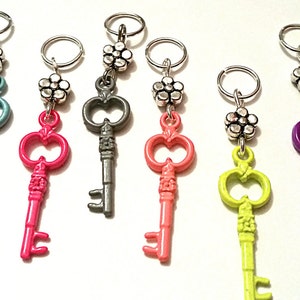 Hearing Aid Charms:  Flowered Keys in Vivid Colors (available in Matching Mother Daughter Sets)!