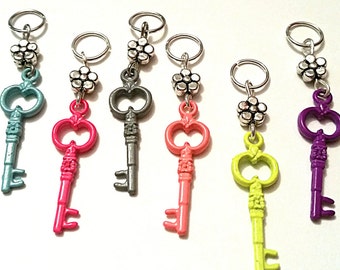 Hearing Aid Charms:  Flowered Keys in Vivid Colors (available in Matching Mother Daughter Sets)!