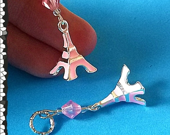 Hearing Aid Charms:  Pretty Glittery 3D Eiffel Towers with Glass Accent Beads!