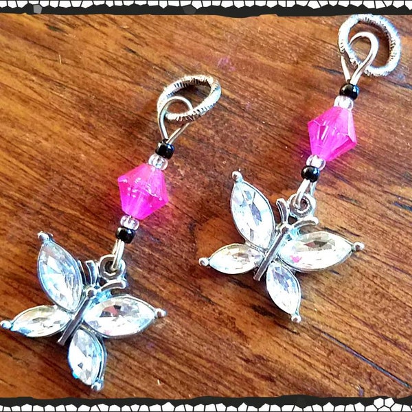 Hearing Aid Charms: Crystal like Butterflies with Czech Glass Accent Beads!