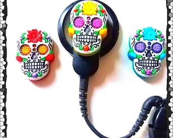 Cochlear Cuties or Hearing Aid Tube Trinkets: Dia de los Muertos Sugar Skulls!  3 colors to choose from to mix or match!