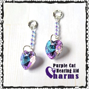 Hearing Aid Charms:  Stunning Fauceted Glass Hearts with Czech Glass Accent Beads!