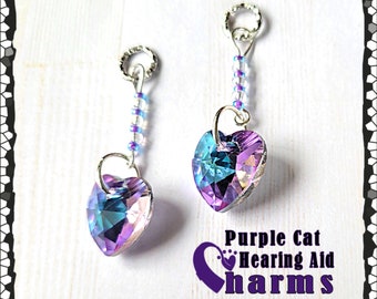Hearing Aid Charms:  Stunning Fauceted Glass Hearts with Czech Glass Accent Beads!