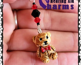 3D Brown Teddy Bear Hearing Aid Charms