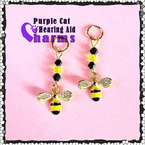 Hearing Aid Charms: Buzzy Bees with Czech Glass Accent Beads!