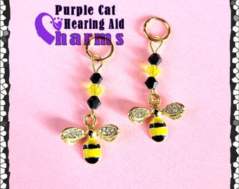 Hearing Aid Charms: Buzzy Bees with Czech Glass Accent Beads!