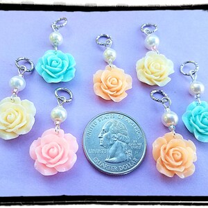 Hearing Aid Charms: Spring Pastel Roses with Glass Pearl Accent Beads Available in 5 beautiful colors Great for Easter Dresses image 4