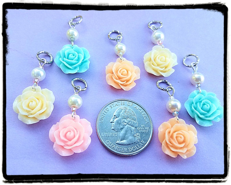 Hearing Aid Charms: Spring Pastel Roses with Glass Pearl Accent Beads Available in 5 beautiful colors Great for Easter Dresses image 4