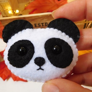 Felt panda bear kawaii pin brooch, zoo animal accessory