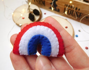 Felt rainbow USA flag July 4th independence day pin brooch, patriotic jewelry, america pin brooch, patriotic rainbow, 4th of july gift