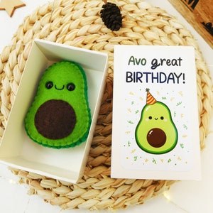 Felt avocado birthday gift in a matchbox, Avocado Pun Gift, birthday gifts for her, birthday gifts for him