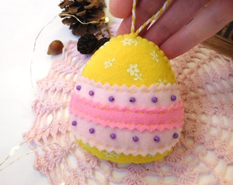 Felt Easter egg ornament home decor handmade, felt food, handmade ornaments, easter plush, felt creation