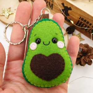 Llavero de aguacate kawaii, decoración de fieltro, regalo de San Valentín, guacamole de frutas tropicales
