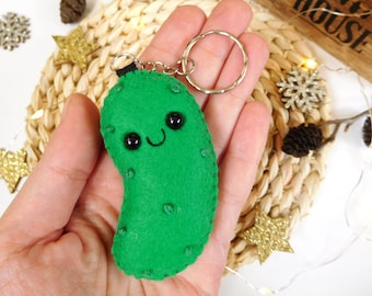 Felt cucumber pickle kawaii funny keychain vegetable, plush keychain