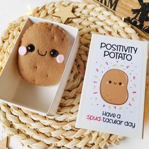 Patata della positività decorazione in feltro pannolenci dentro scatola di fiammiferi, regalo amanti delle patate, patata positiva