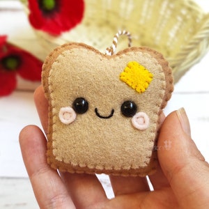 Felt toast bread kawaii food funny ornament, christmas ornament, fake food