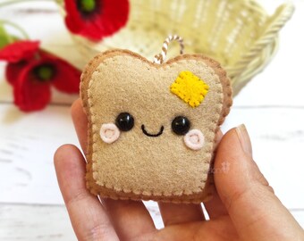 Felt toast bread kawaii food funny ornament, christmas ornament, fake food