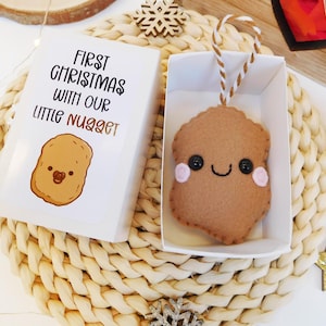 Primo Natale nugget in feltro pannolenci addobbo dentro scatola di fiammiferi, regalo nuova nascita, regalo Natale, addobbi natalizi