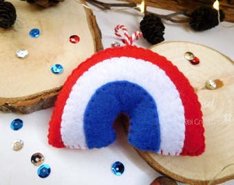 Felt independence day July 4th rainbow patriotic ornament, USA flag, american flag decor, memorial day