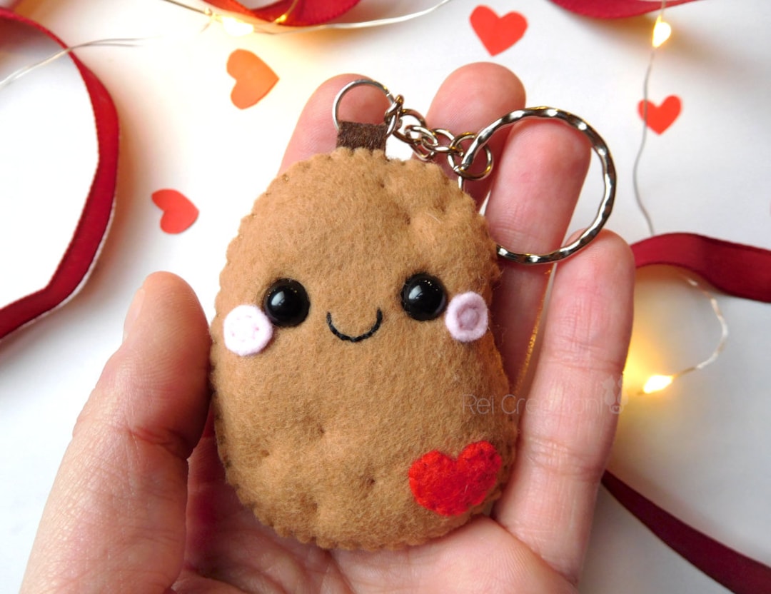 Felt Potato Valentine's Day Kawaii Keychain, Felt Food Keychain