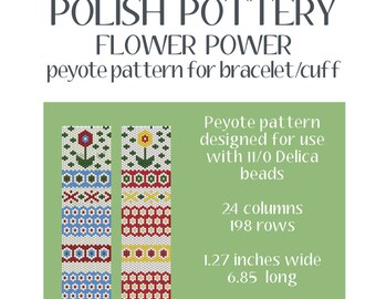 Polish Pottery Peyote Pattern Bracelet or Wall Hanging