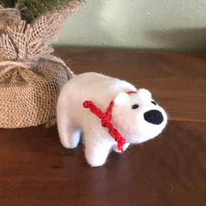 Needle felted polar bear - felt polar bear ornament - wool ornament - wool polar bear - animal ornament