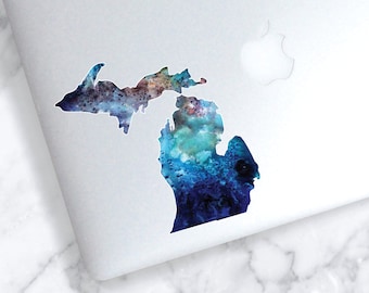 Michigan Sticker | Navy Blue and Aqua Watercolor | Michigan Sticker | Michigan Vinyl Decal | Michigan Car Decal | Watercolor Michigan Decal