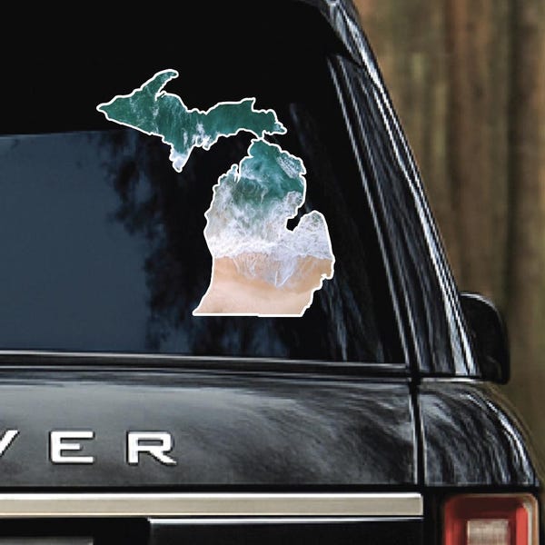 Michigan Waves Vinyl Decal: State of Michigan Car Sticker