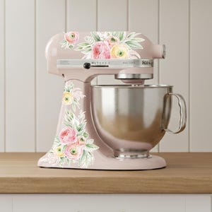 Watercolor Ranunculus Mixer Decals: Pastel Floral Kitchen Sticker