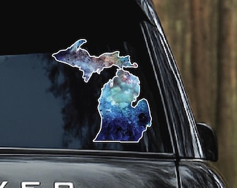 Watercolor Michigan Sticker: Navy Blue and Aqua Vinyl Decal