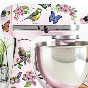 Birds and Butterflies Mixer Decals | Watercolor Floral Decals | Cherry Blossom Decal | Kitchen Mixer Decals | Stand Mixer Decal