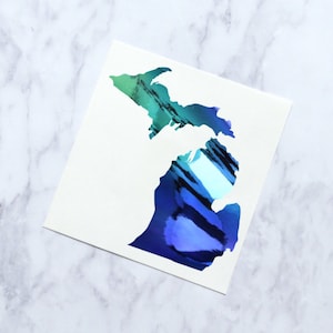 Michigan State Decal | Holo Michigan Silhouette Vinyl Decal | Michigan Sticker | State Decal | Michigan Decal | Opal Vinyl Decal