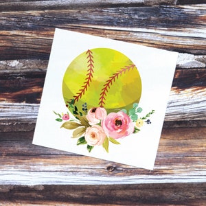 Softball Sticker | Softball Floral Tumbler Vinyl Decal | Softball Sticker | Softball Decal | Softball Mom Decal